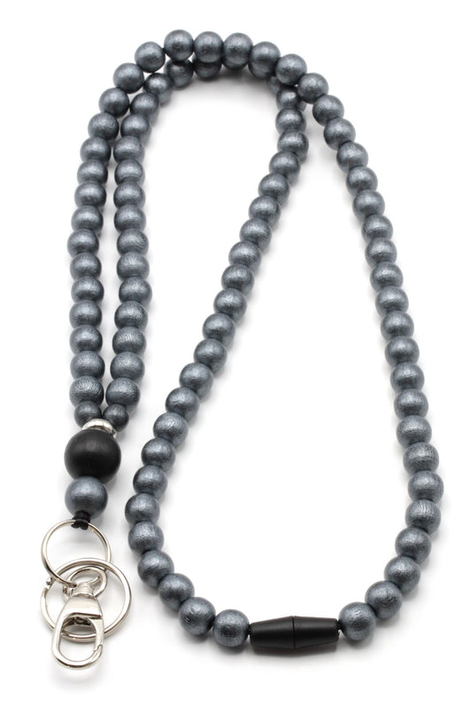 Avainnauha puuhelminen - DenimGrey