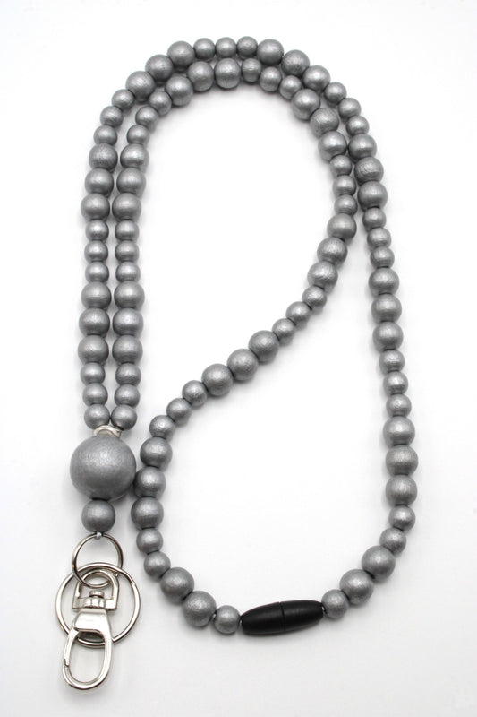 Avainnauha puuhelminen - Silver