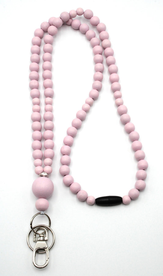 Avainnauha puuhelminen - Babypink