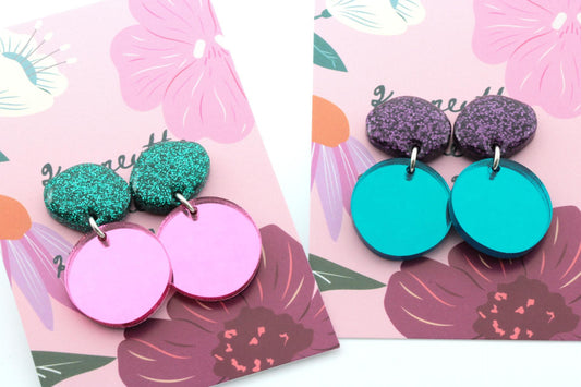 PinkTurquoise peiliakryyli hartsikorvakorut