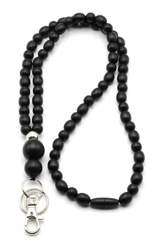 Avainnauha puuhelminen - Black
