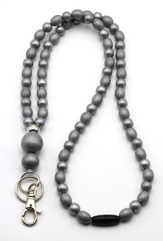 Avainnauha puuhelminen - Silver