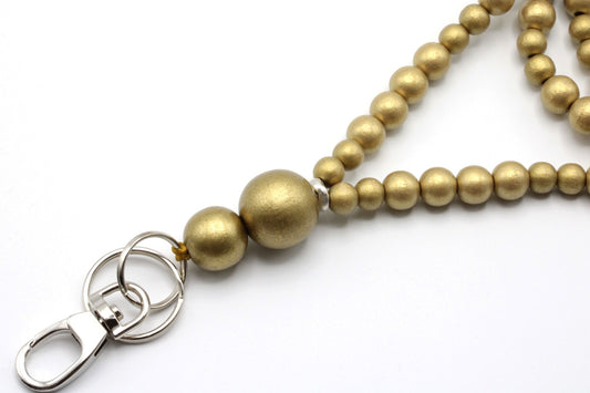 Avainnauha puuhelminen - Gold