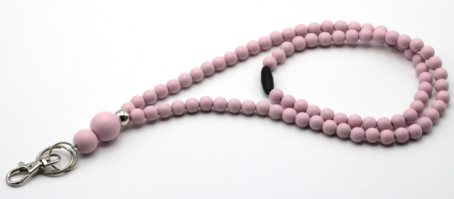 Avainnauha puuhelminen - Babypink
