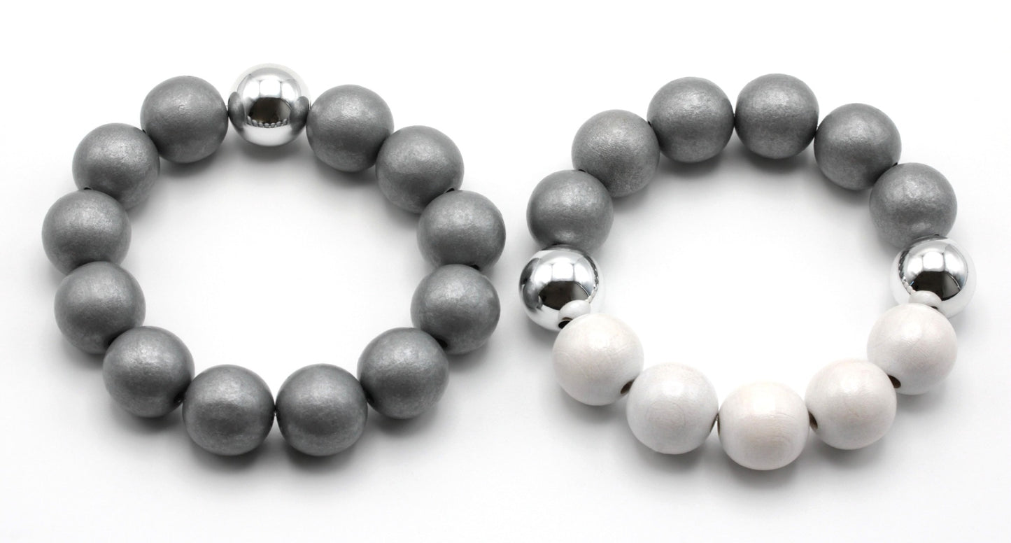 Silver&White puuhelmi rannekorut