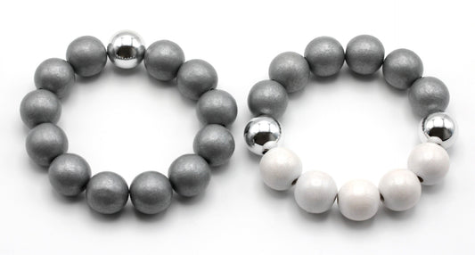 Silver&White puuhelmi rannekorut