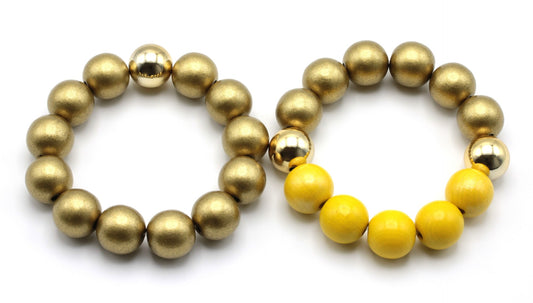 Gold&Yellow puuhelmi rannekorut