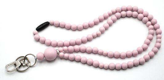 Avainnauha puuhelminen - Babypink