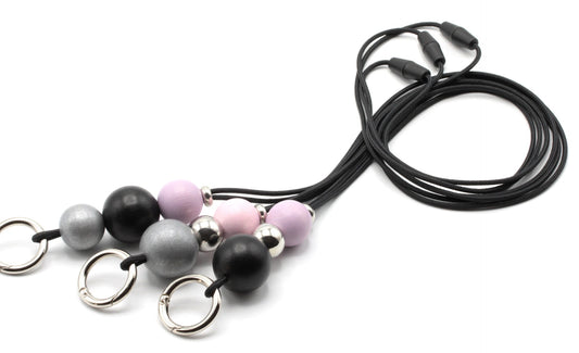 Avainnauha ClipRing - Rose&Silver&Black