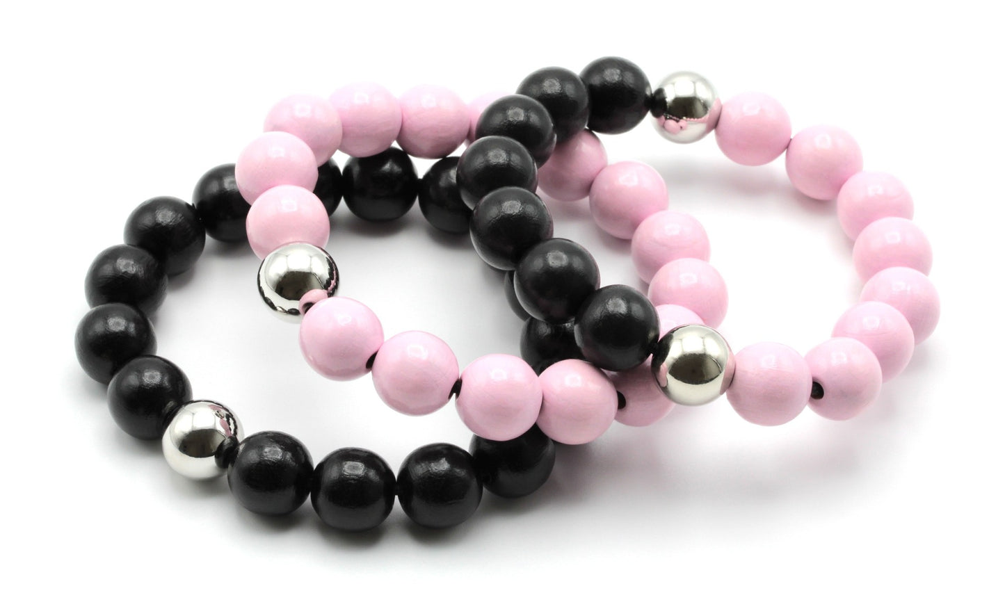 Pink&Black puuhelmi rannekorut