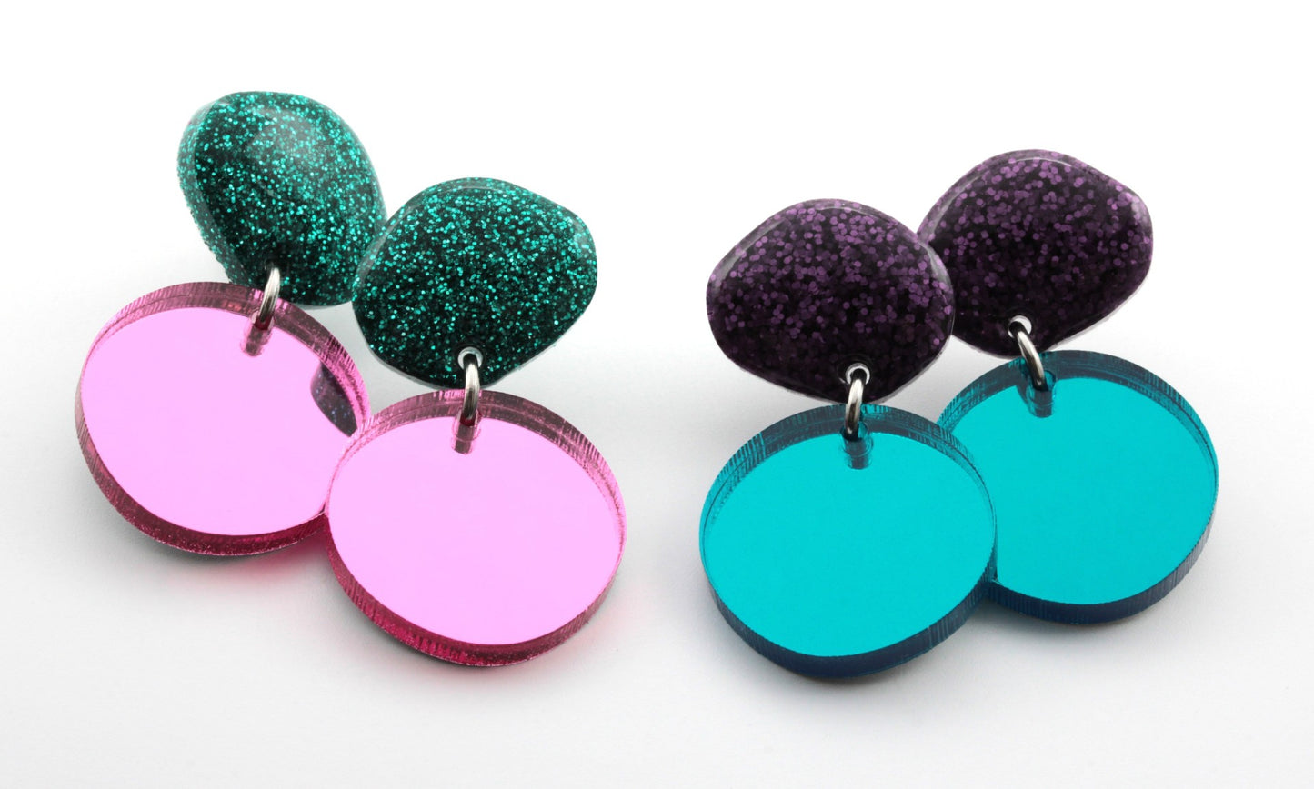 PinkTurquoise peiliakryyli hartsikorvakorut