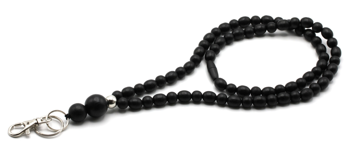 Avainnauha puuhelminen - Black