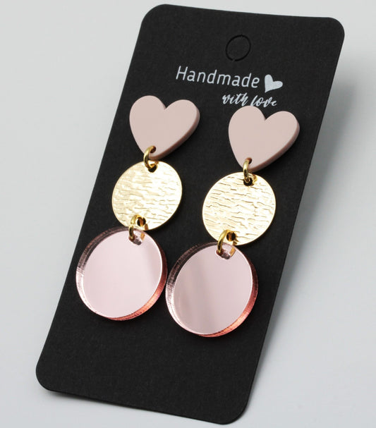RosegoldHearts peiliakryyli korvakorut
